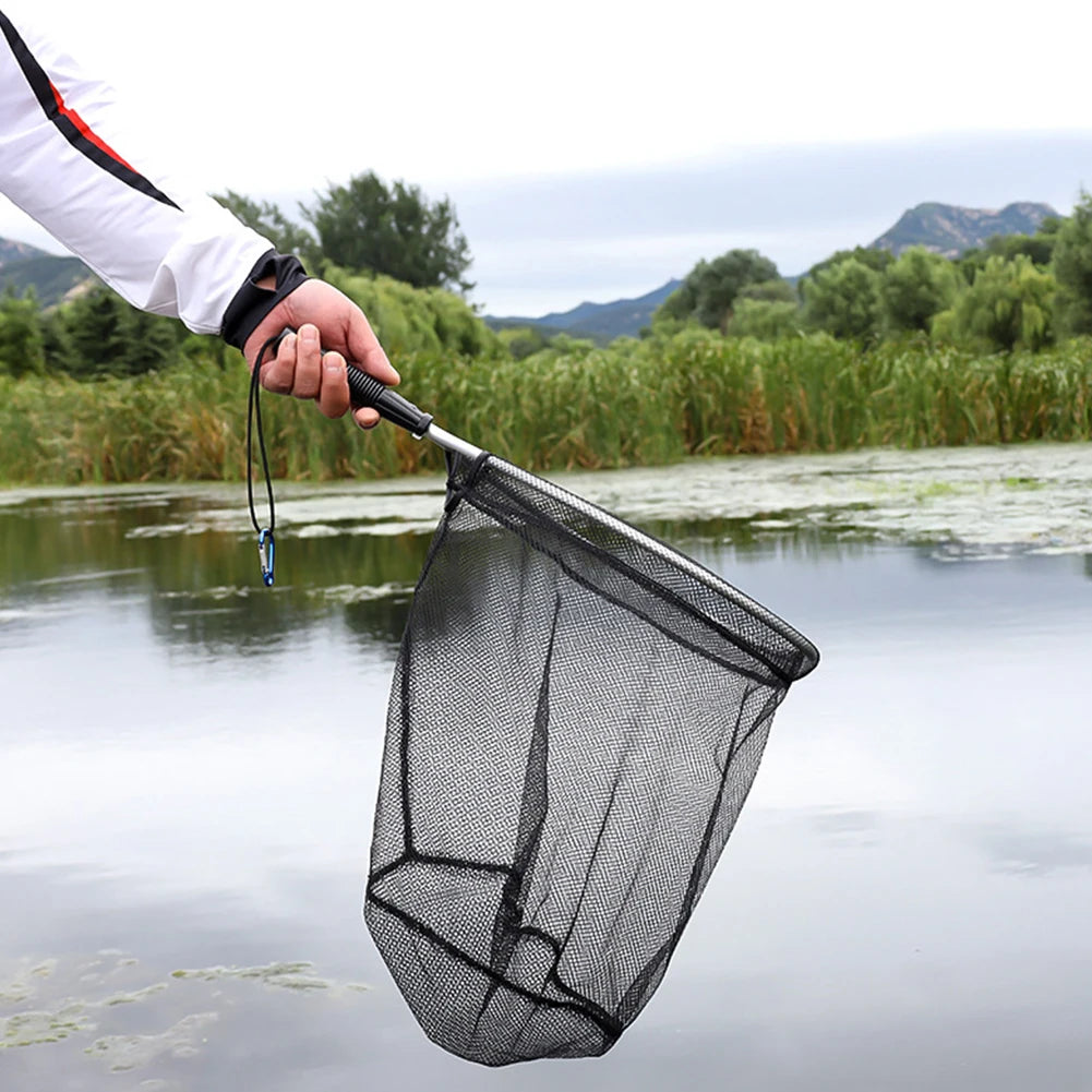 50cm Fishing Landing Net Aluminum Alloy Folding Landing Nets Portable Collapsible Retractable Fishing Net Foldable Fishing Tools