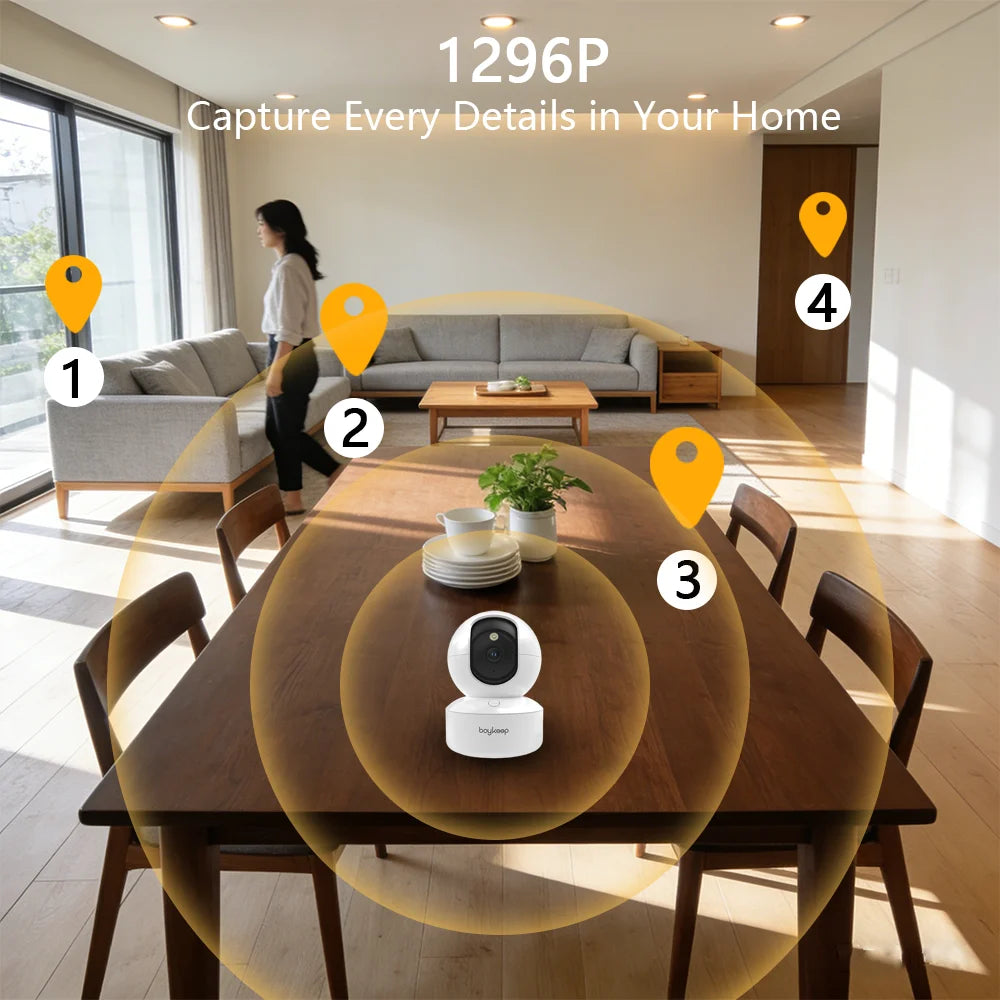 BoyKeep 3MP WiFi IP Camera Smart Baby Monitor Home Security 5G WiFi Indoor IP Automatic Tracking 24/7 Video Surveillance