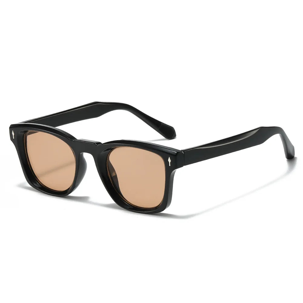 Women Square Sunglasses Men Punk Shades UV400 Retro Rivets Decoration Trending Sun Glasses Clear Lens Frame