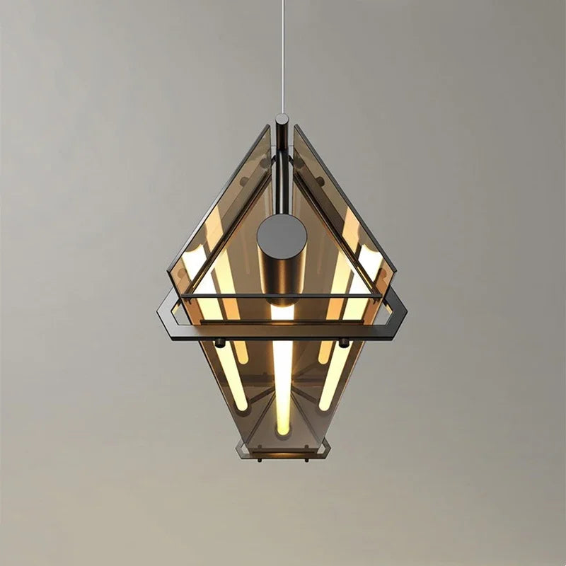 Glass Dining Table Island Pendant Lamp Modern Design New Minimalist LED Amber Suspension Kitchen Lighting Fixture Decor