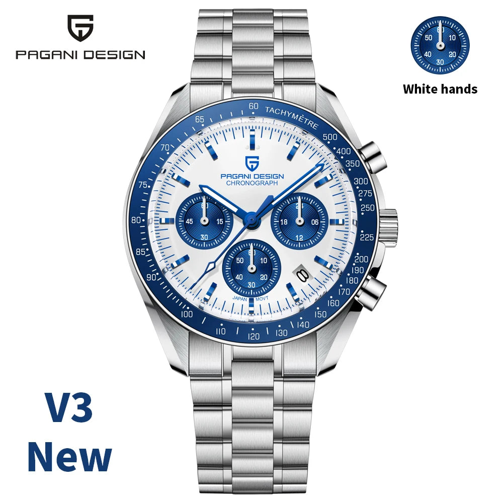 PAGANI DESIGN 2025 New Saturn Men's Watches Top Luxury Quartz Watch Men Light Tan Chronograph AR Sapphire crystal Wristwatch Men