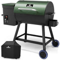 8-in-1 Outdoor Electric Wood Pellet BBQ Grill with Auto Feed, PID Control (180-450°F), and Rain Cover, 456 Sq. In. Cook Area