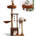 Large 4-in-1 Modern Cat Tower with Jute Scratching, Hammock, and Silvervine Balls, Brown Indoor Cat Climber Stand Playhouse, Ret