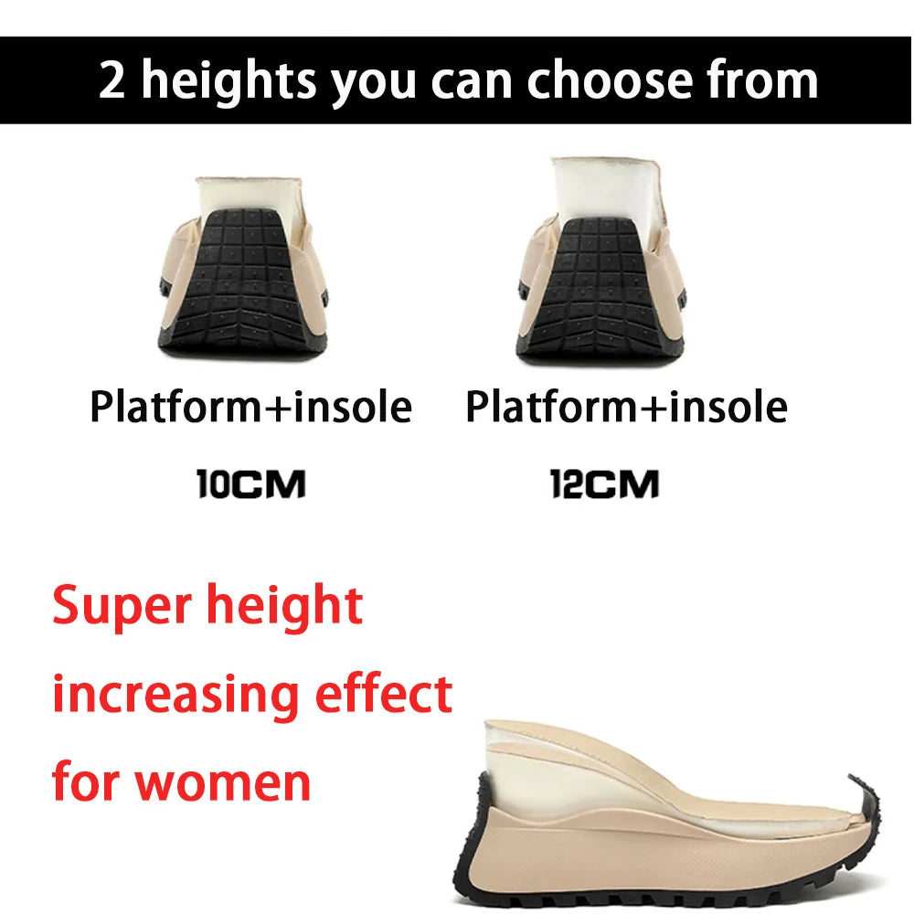 12cm Platform Shoes Women Height Increasing Sneaker Genuine Leather Sports Shoes 10cm Elevator Shoes Female German Army Trainer