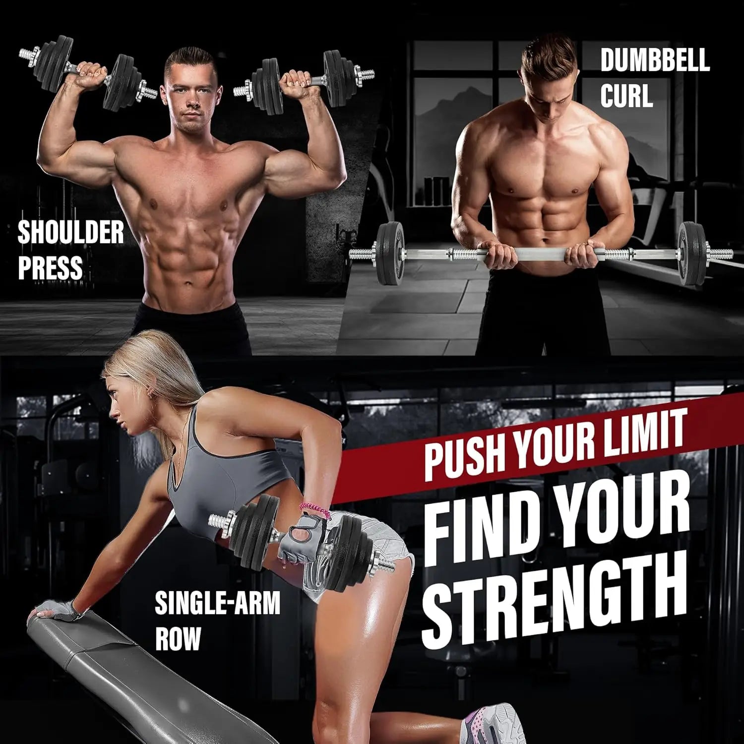 Adjustable Dumbbell Set with Weight Plates, Star Lock Collars & Connector Bar for Home Gym Workouts