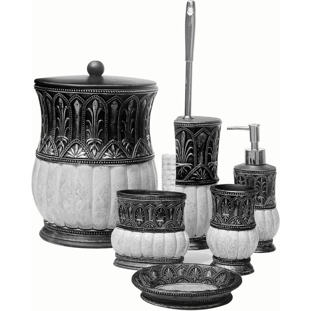6 Pieces Pumkins Bathroom Accessories Set Including Trash Can, Cup, Toothbrush Holders, Soap Dishes, Soap Dispenser and Toilet