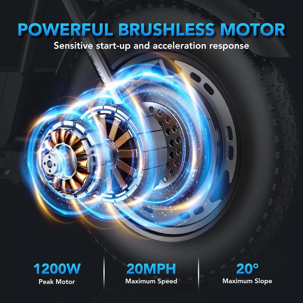 Peak 1200W Electric Scooter with Seat, 16" Fat Tire Electric Dirt Bike, Max 30Miles Ranges, Top Speed 20Mph,, Customized