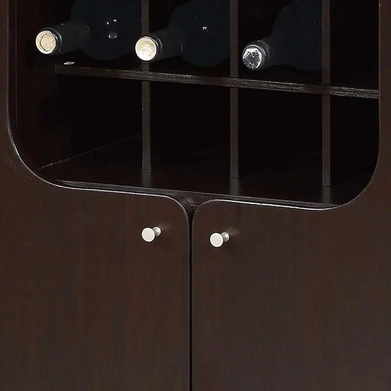 Red Cocoa Wine Cabinet with 2 Doors, Removable Wine Bottle Rack, Metal Glass Racks, 4 Shelves, Stylish Storage Solution