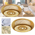 Hand-Woven Bamboo Ceiling Light 3-Light Drum Shade Natural Rattan Pendant for Living Room Bedroom Study Zen Decor
