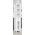 Slim Tall Bathroom Storage Cabinet with Glass Door, Drawer & Shelves - Space-Saving Organizer for Small Bathrooms