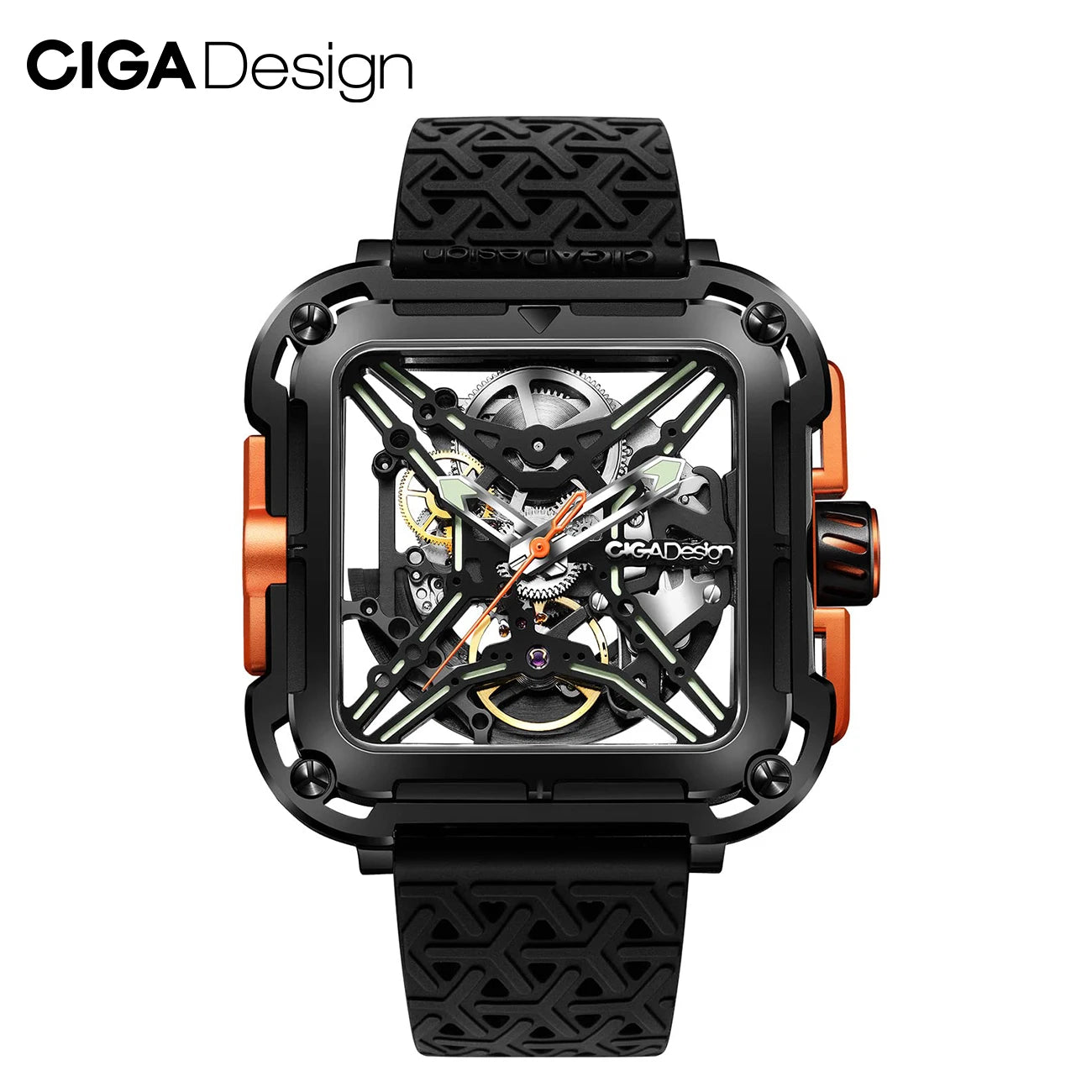 CIGA Design Square Skeleton Automatic Watch Men Fashion X Series SUV Luminous Anti-shock Mechanical Wrist Watches reloj hombre
