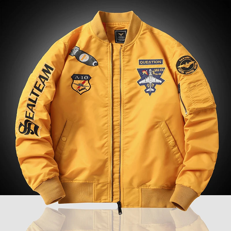 MA-1 American overalls pilot jacket Men's autumn and winter thickened Baseball uniform Trendy coat Men's military fan jacket Men