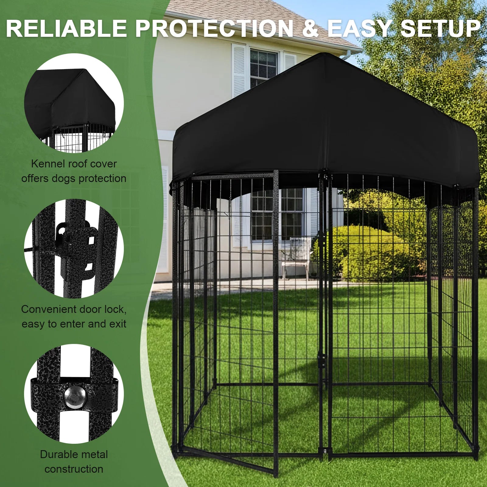 Outdoor Secure Wire Crate Kennel Anti-Rust Heavy Duty Welded Wire Steel Dog Playpen Fence Steel Material for Small/Medium Dogs