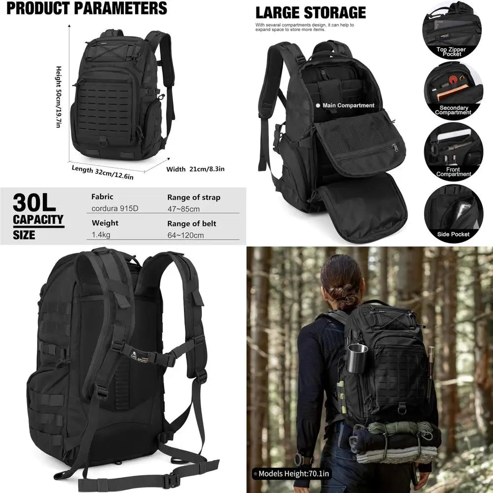 Mardingtop 30L Molle Military Backpack, Tactical Backpack for Men, Cordura Backpack for Hiking,Camping,Trekking