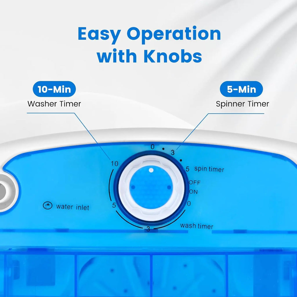 Portable Mini Washing Machine with Spin Dryer, Washing Capacity 5.5lbs, Electric Compact Machines Durable Design Energy