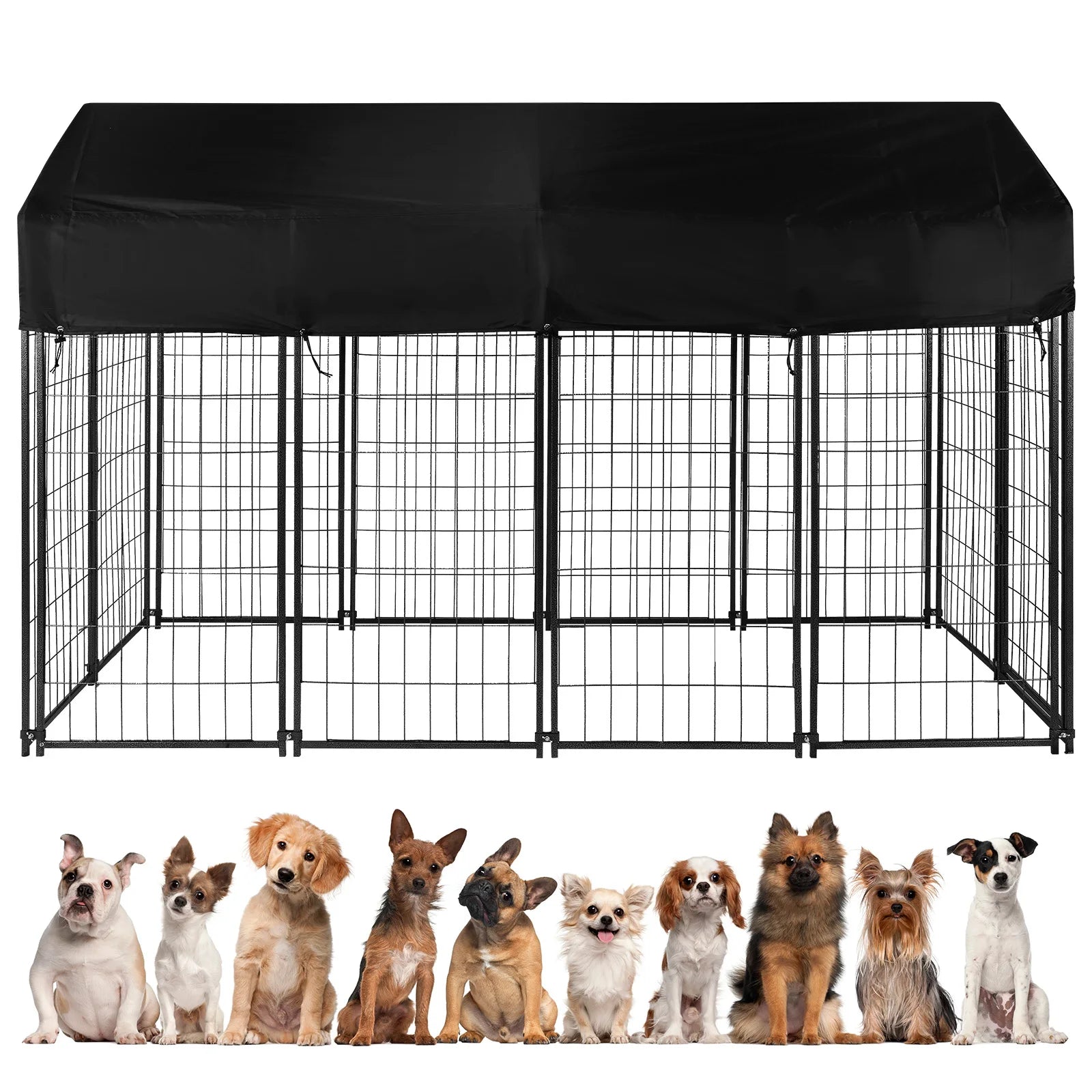Outdoor Secure Wire Crate Kennel Anti-Rust Heavy Duty Welded Wire Steel Dog Playpen Fence Steel Material for Small/Medium Dogs