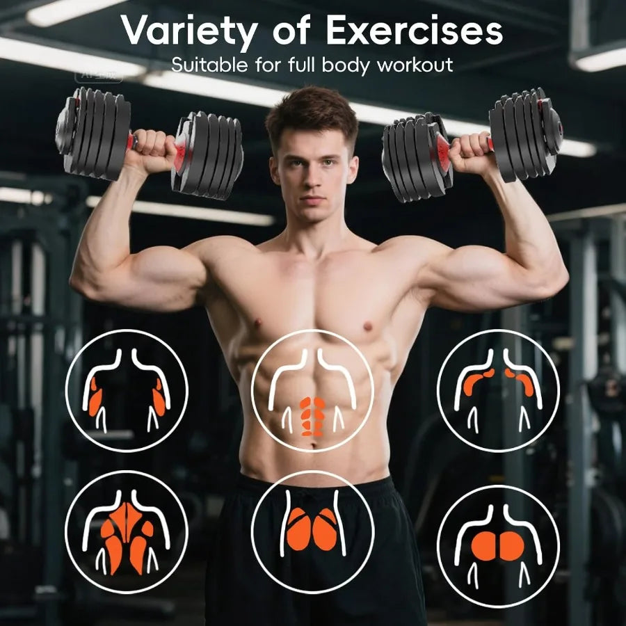 Upgraded Adjustable Dumbbells Set 52.5 lbs 25 lbs 15 9 Weights Dumbbell Set for Home Gym Use Quick Adjustable Dumbbells for Men