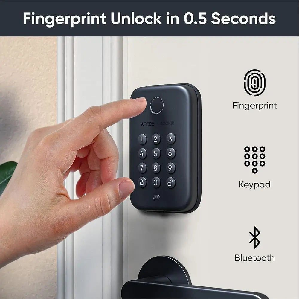 Wyze Auto-Lock Bolt, ingerprint Unlock with Keypad, Eic Digital Entry Door Smart Deadbolt Lock, IPX5 Weatherproo, Easy Installat