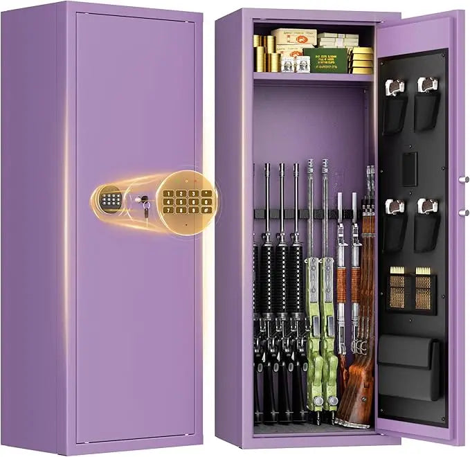 Fireproof Rifle and Pistol Safe with Digital Lock, Adjustable Shelves, and Handgun Pockets for Home Security