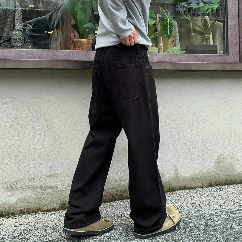 2025 New Autumn Causal Streetwear Y2K Jeans Men's Korean Style Fashion Loose Straight Wide Leg Pant Men's Versatile Draped Jeans