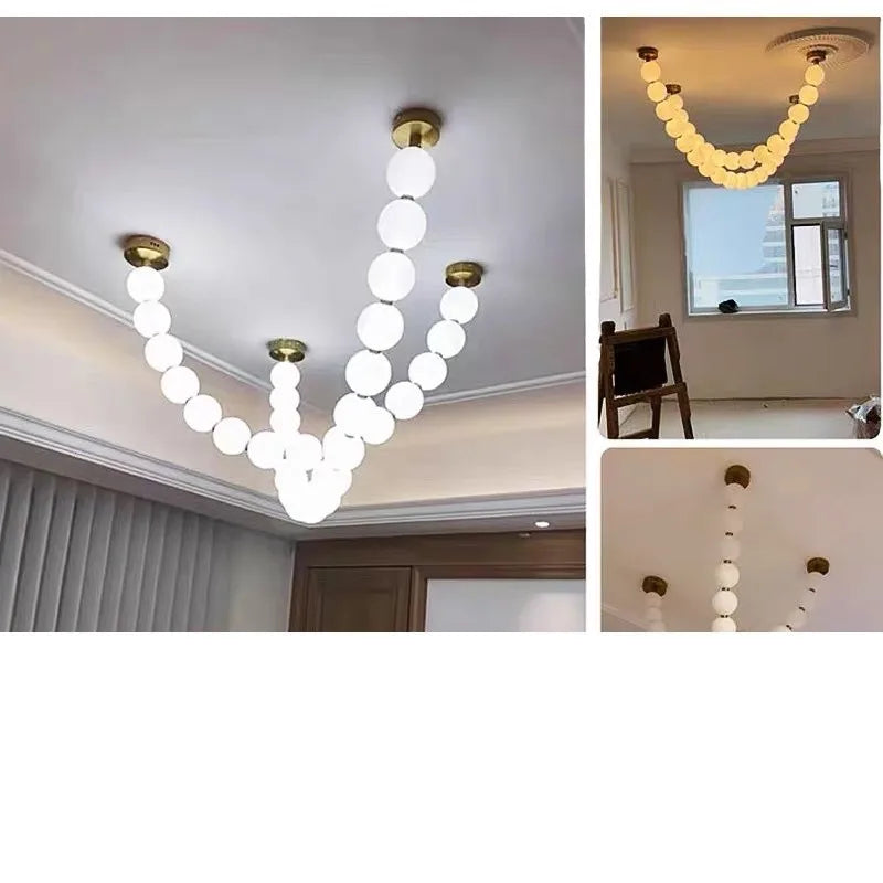 Nordic Magic Bean Pendant Lamp Indoor Decor Led Ceiling Lamp for Living Room Kitchen Hotel Hall Dine Beads LED Hanging Lamp