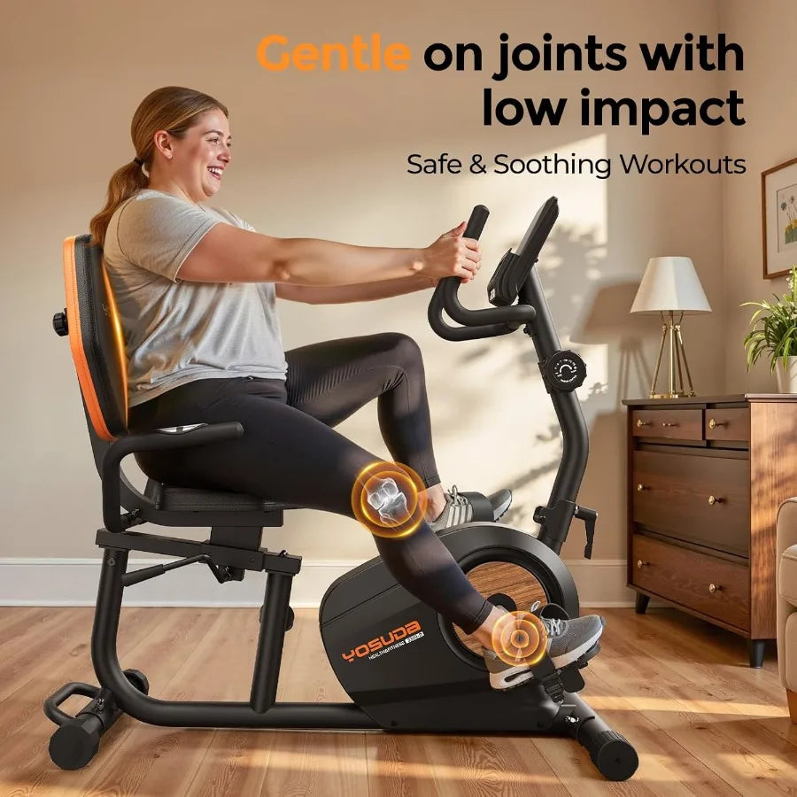 Recumbent Exercise Bike for Home Fitness: Magnetic Stationary Bike Designed for Seniors and Adults with Adjustable Seat Support