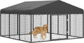 Outdoor Dog Kennel 10x10x6 Steel Cage for Medium/Small Dogs - Rust-Resistant, Weather-Proof with Roof