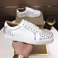 2025 New Breathable Couple Red Sole Shoes Genuine Leather Rivet Flat Casual Trendy Comfortable Unisex Footwear
