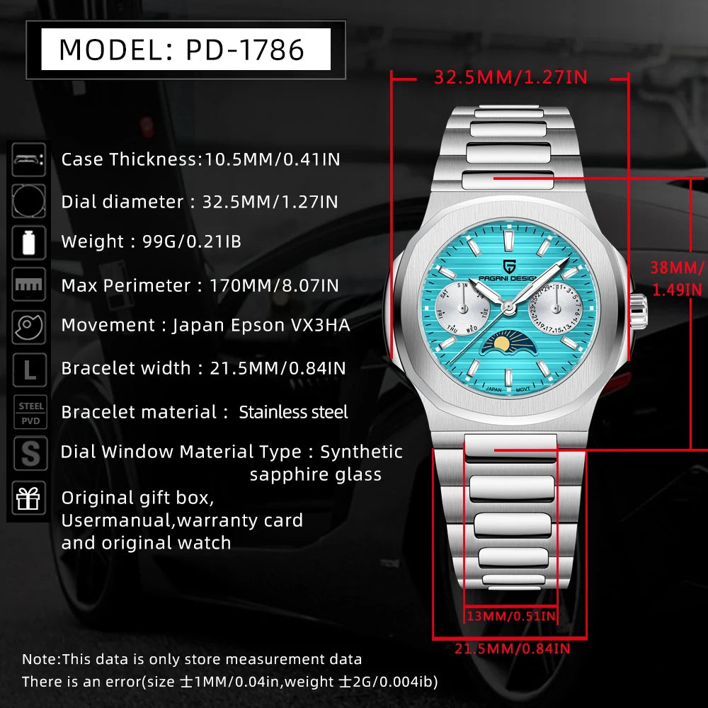 2026 New PAGANI DESIGN fashion Mens Quartz Watches Luxury Date Week Wrist Watch For Men Stainless Steel Waterproof Sports Clock