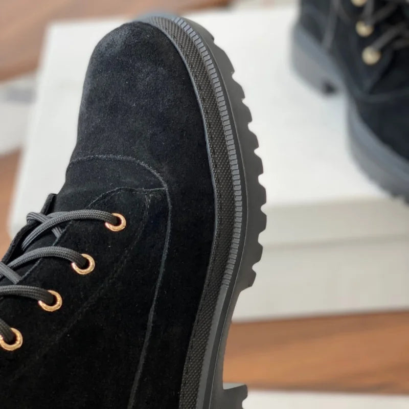 Women's high-quality deer skin winter and autumn new style lace-up boots