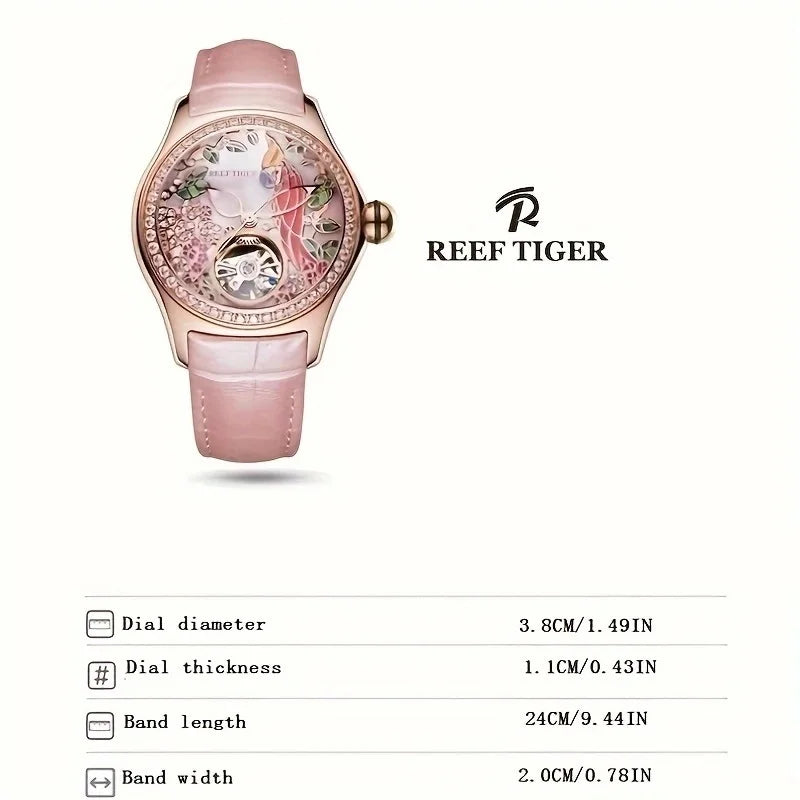 reef tiger Men's Valentine's Day gift: Mechanical watch, fully automatic multi-functional dual calendar business men's watch, wa