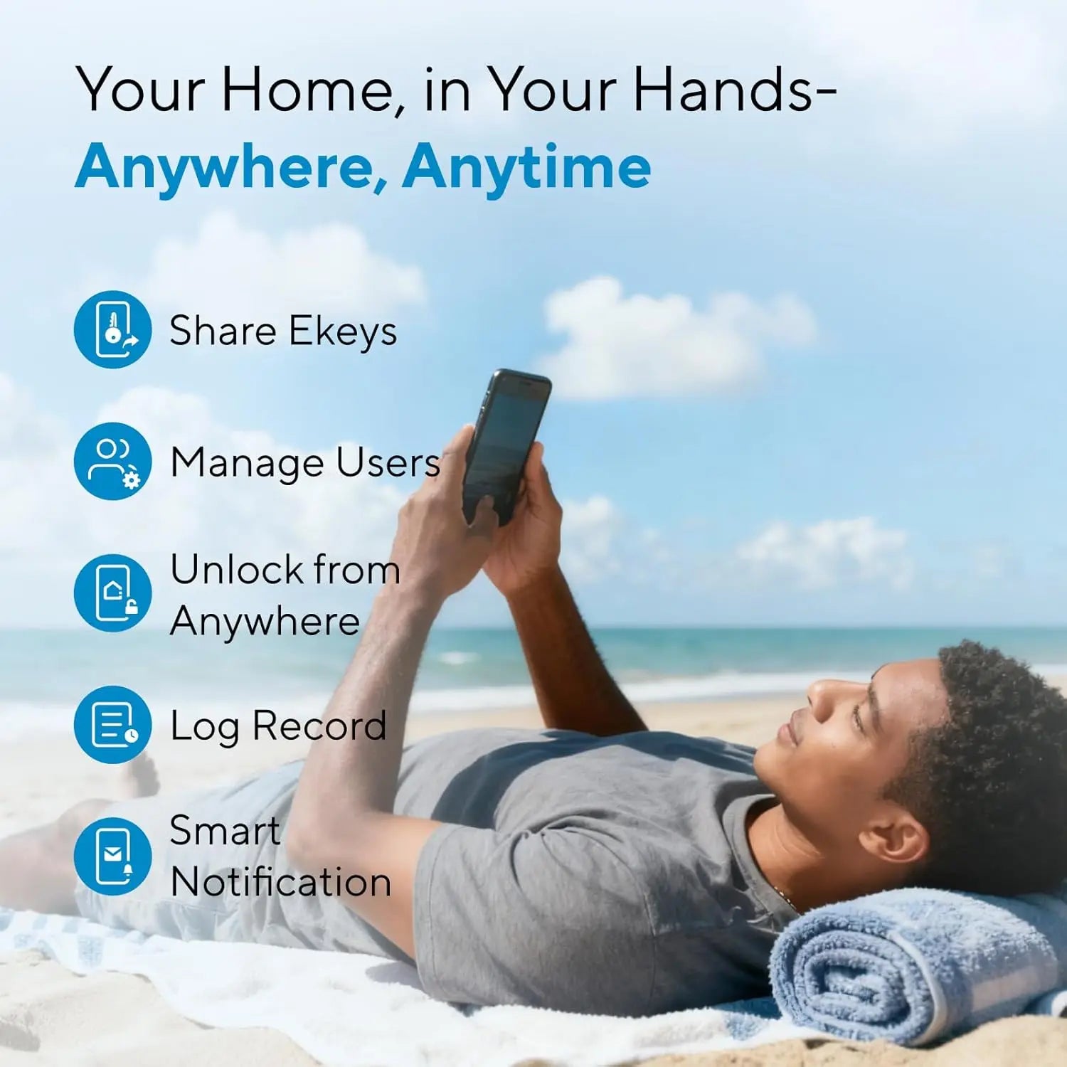 Smart Door Lock with Fingerprint, WiFi, Voice Control, Keypad & 18-Month Battery - Works with Apple Home, Alexa, Google