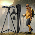 2-in-1 Foldable Walking Cane with Seat, Lightweight Aluminum Trekking Poles for Elderly Men Women, Portable Camping Chair for Ou