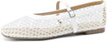 Women‘s Mesh Ballet Flats Comfortable Square Toe Ballerina Flats Buckle Strap Casual Fishnet Flat Shoes