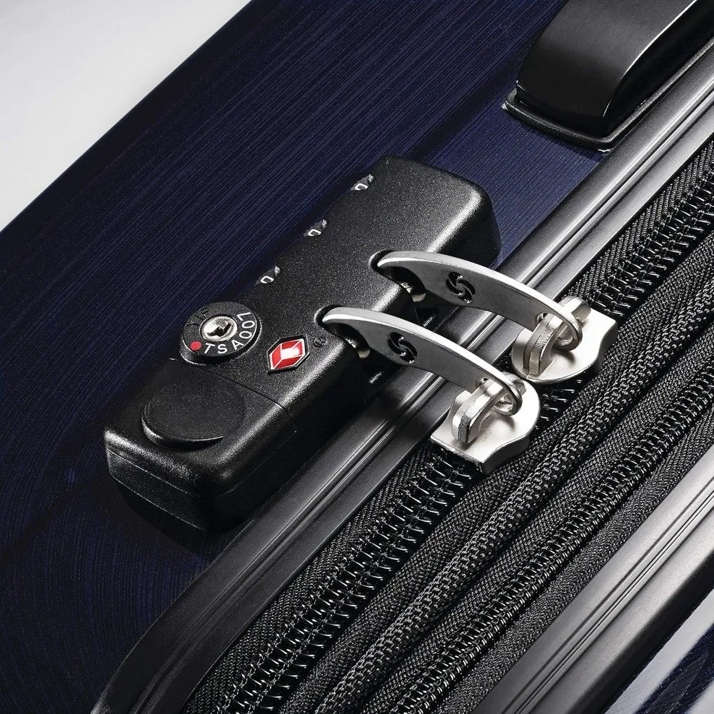 Medium Navy Expandable Spinner Luggage with Hardside, 24-Inch, Ideal for Travel and Business Trips