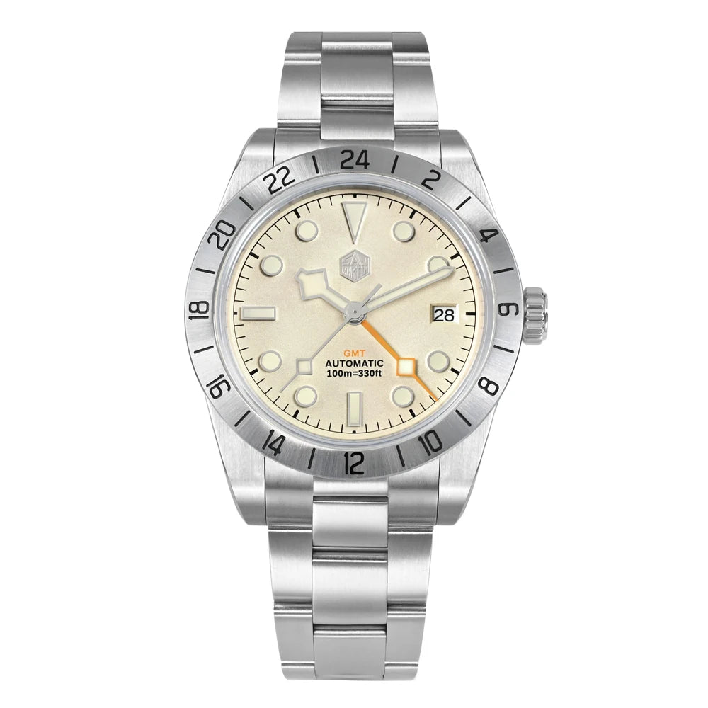 San Martin NH34 39mm BB GMT Luxury Men's Watches Business Dress Watch For Men Automatic Mechanical Sapphire Date Windows BGW9