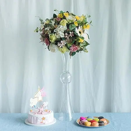 24-Piece Tall Clear Reversible Trumpet Vases for Weddings - Elegant Decoration Set