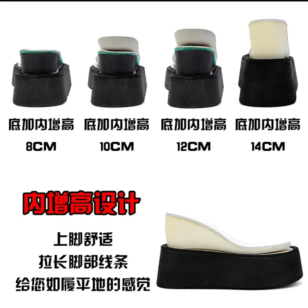 8-14cm Elevator Shoes for Women Winter Warm Wool Slippers 10cm Platform Height Increasing Shoes Lightweight Chunky Mules Shoes
