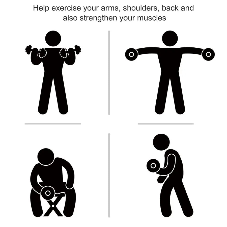 Rubber Dumbbells Weight Set Total 24lbs 12lbs Each Dumbbell Hand Weight for Body Fitness Training for Home Office Gym Black