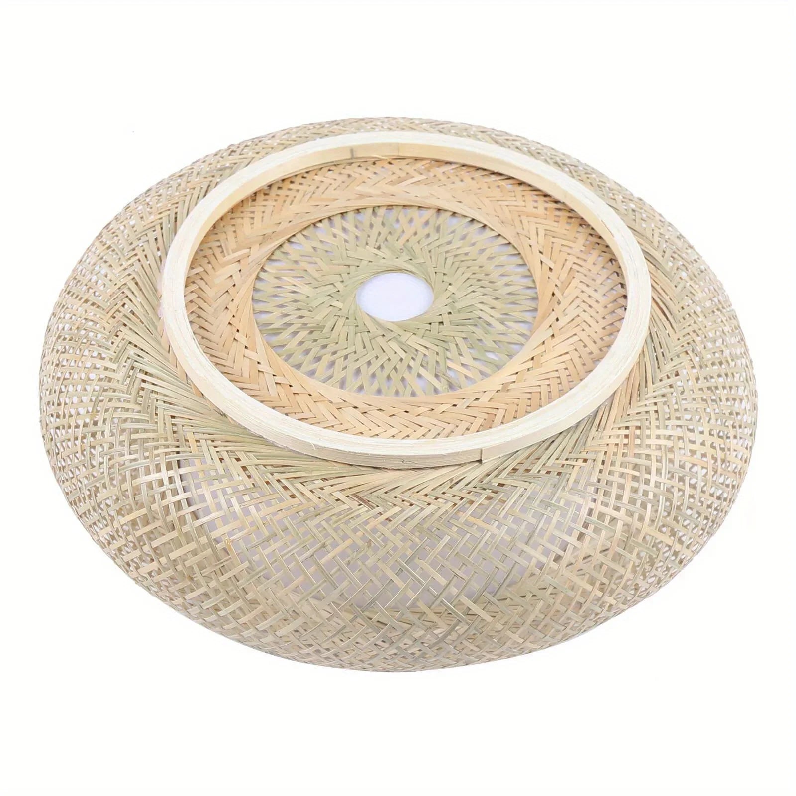 Hand-Woven Bamboo Ceiling Light 3-Light Drum Shade Natural Rattan Pendant for Living Room Bedroom Study Zen Decor