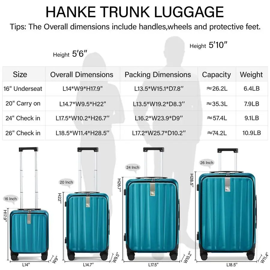 Inch Carry On Luggage Hard Shell Top Opening Aluminum Frame Hardside Suitcase with Spinner Wheels, Durable Rolling Luggage for M