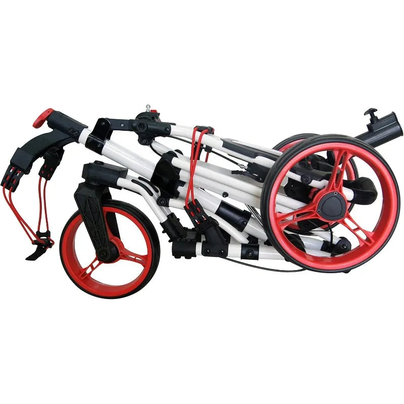 Golf Push Cart 3 Wheel with 360 Rotating Front Wheel, One Second to Open & Close, Lightweight Folding Golf Pull Cart with Foot B