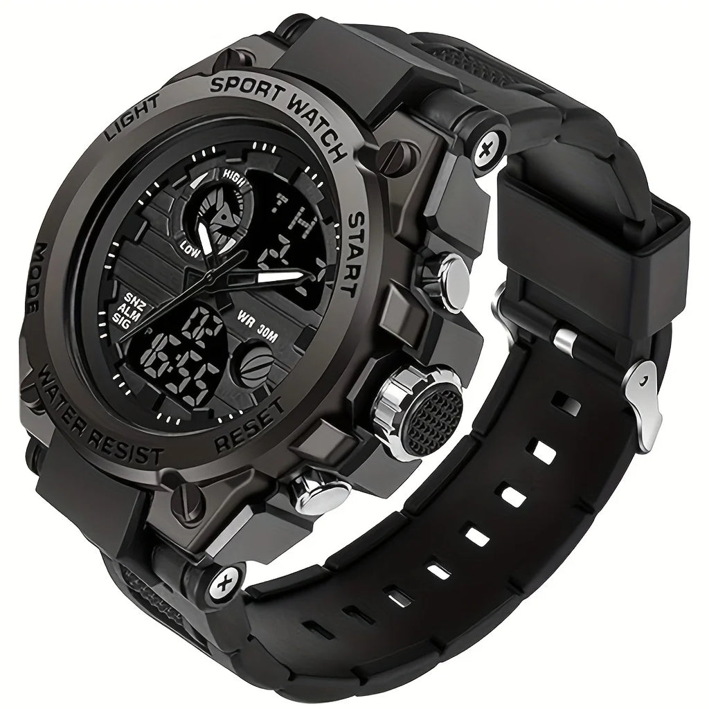 Watches for Men Watch Outdoor LED Stopwatch Digital Electronic Large Dual Display Tough Electronic Clock Wrist Watches for Men