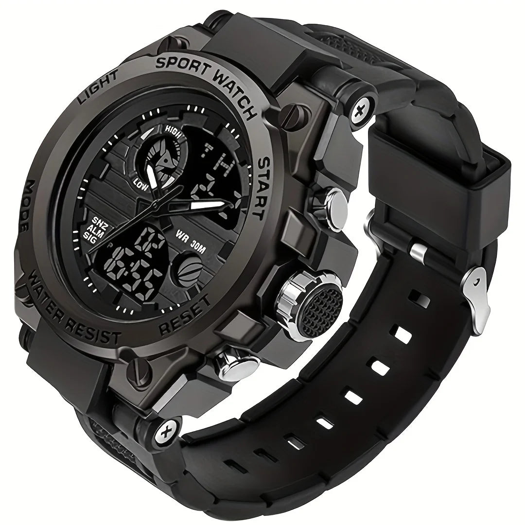 Watches for Men Watch Outdoor LED Stopwatch Digital Electronic Large Dual Display Tough Electronic Clock Wrist Watches for Men