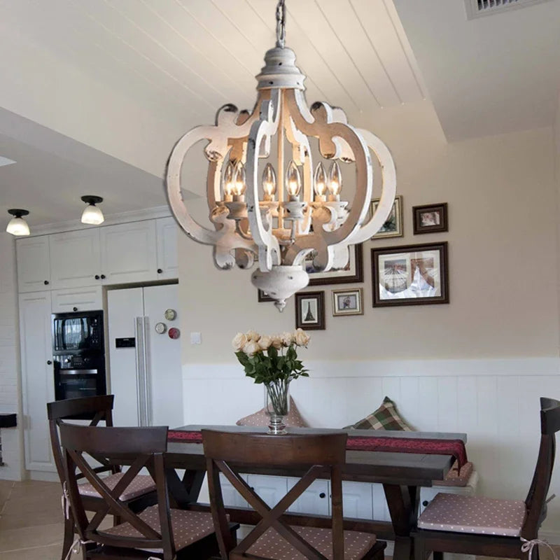 Vintage Wood Led Chandelier Lighting for Living Room Bderoom Kitchen Chandeliers Farmhouse Loft Retro Indoor Lamp Lights Fixture