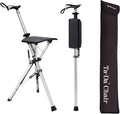 Portable hiking pole, folding cane with chair, lightweight aluminum, easy to carry and store, non-slip