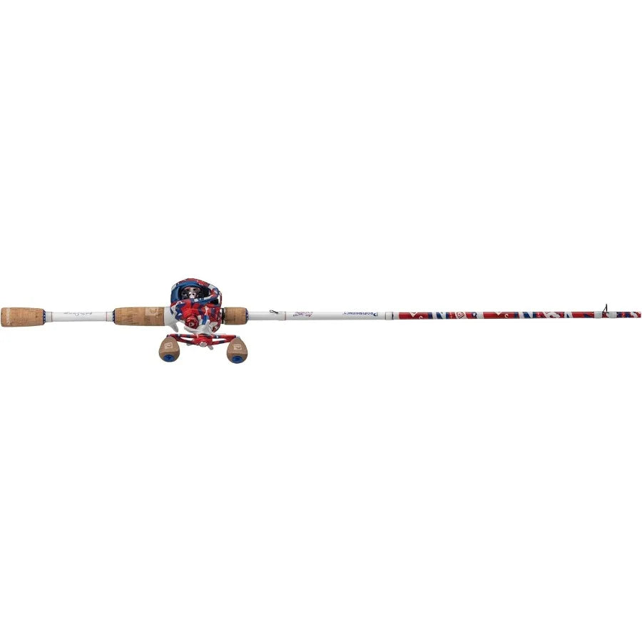 Krazy Americana Baitcast Combo with 7' 1pc Medium Heavy IM7 Graphite Rod and Cork Grips Ideal for Precision Castin