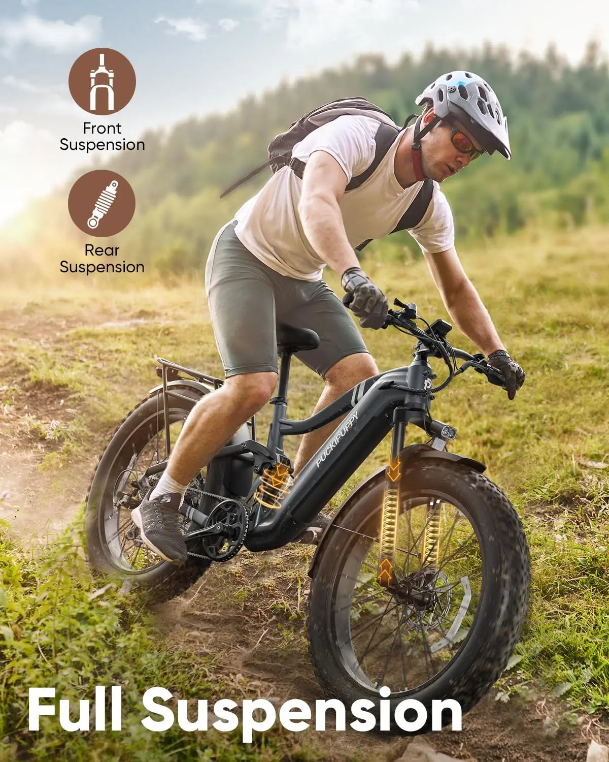 PUCKIPUPPY Boxer Electric Bike for Adults 26" Fat Tire E Bike Mountain Electric Bicycle 960W 48V 20AH Ebike with 2-Year Warranty