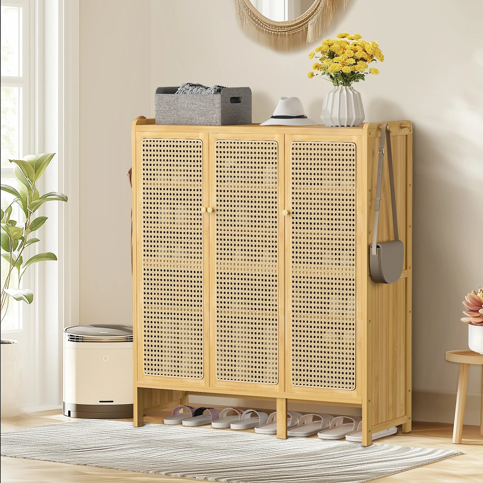 5 Tiers Bamboo Shoe Cabinet Freestanding Shoes Rack Organizer for Hallway Bedroom Entryway