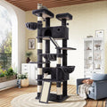 81in Multi-Level Tall Cat Tree Tower for Indoor Kitties with Hammock, Scratching Posts, and Wide Base in Dark Grey